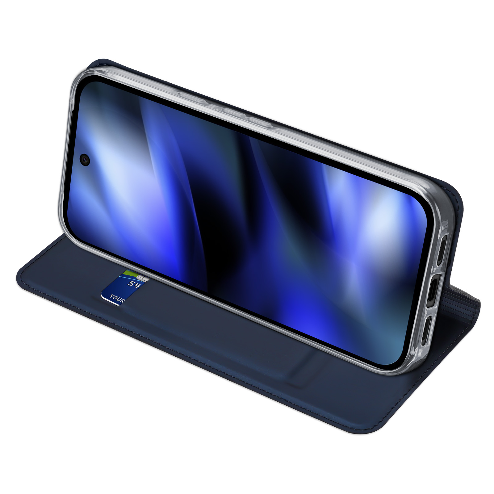 Etui z klapką, portfelowe, Dux Ducis Skin Pro do Google Pixel 10a, granatowe